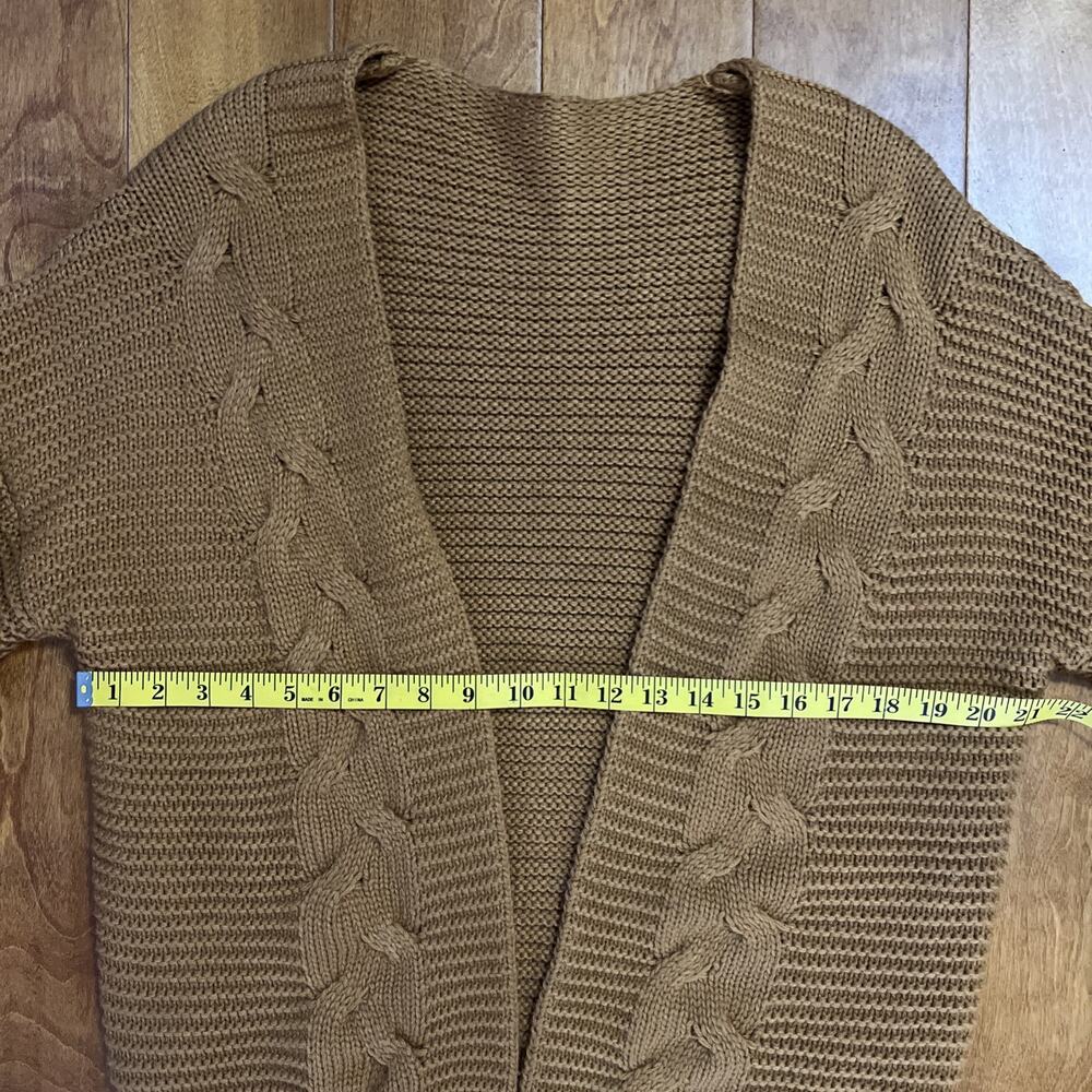 Brown Chunky Knit Cardigan Sweater Size Small Preppy Boho Casual Relaxed Indie - Picture 3 of 8